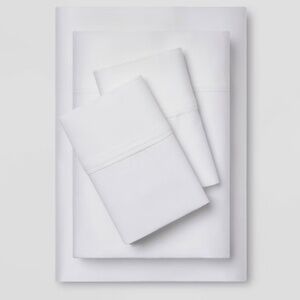 Queen Solid Performance 400 Thread Count Sheet Set White - Threshold: Cotton